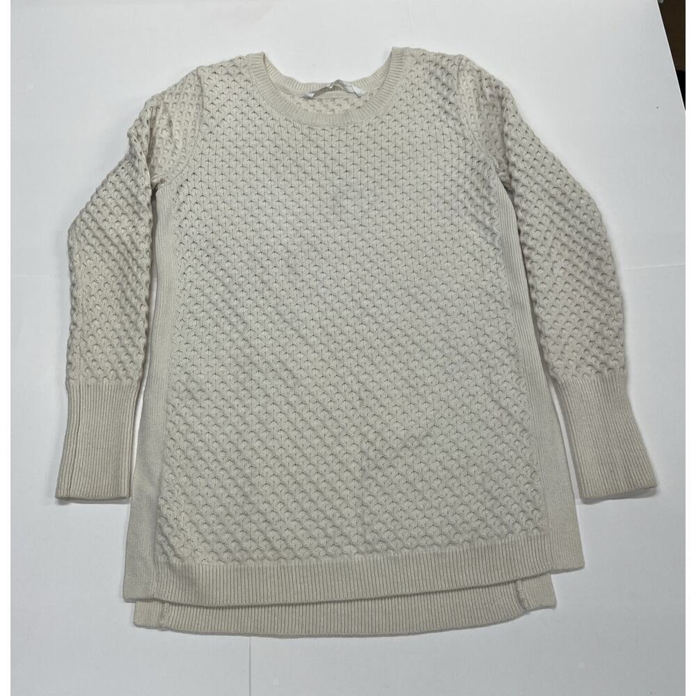 Athleta Honeycomb Knit Chunky Extra Fine Merino Wool Blend Sweater Women Small